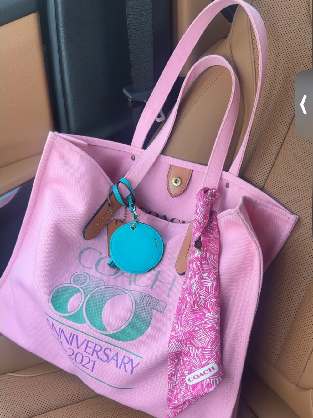 Coach Pink Canvas Tote. 80th anniversary.